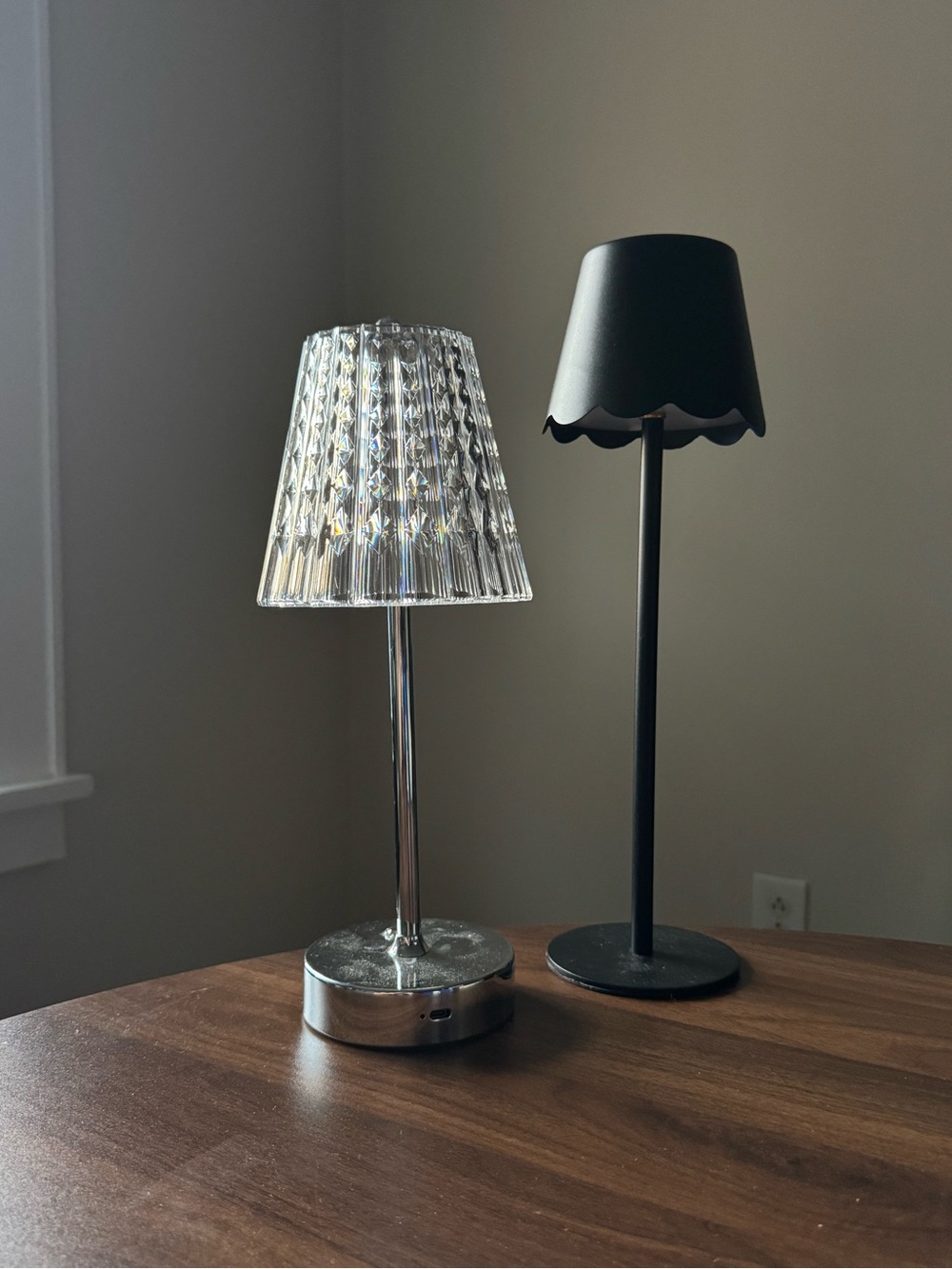Clear Crystal Table Lamp with Chrome Base - Clear